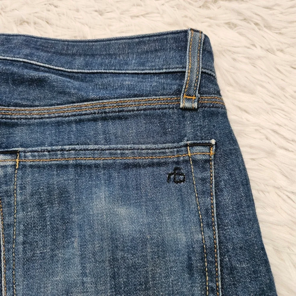 Rag & Bone Men's Sz 30x32 Denim Blue Button Fly Slim Straight Linen Rinse‎ Jeans